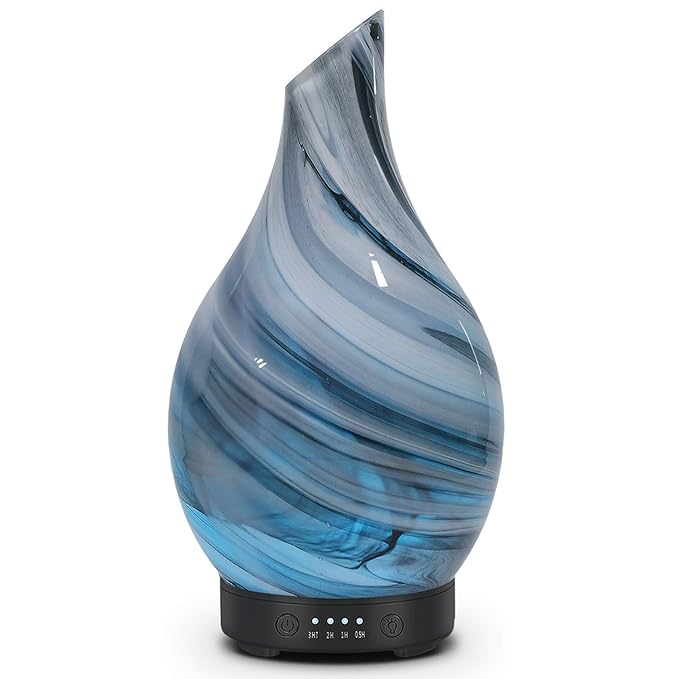 Essential Oil Diffuser 120ml Ultrasonic Aromatherapy Diffuser with Handmade Glass with Auto Shut-Off Protection 4 Timer Setting 7 Colors Changed LED Diffuser for Home Yoga Office Gifts for Women by EQUSUPRO