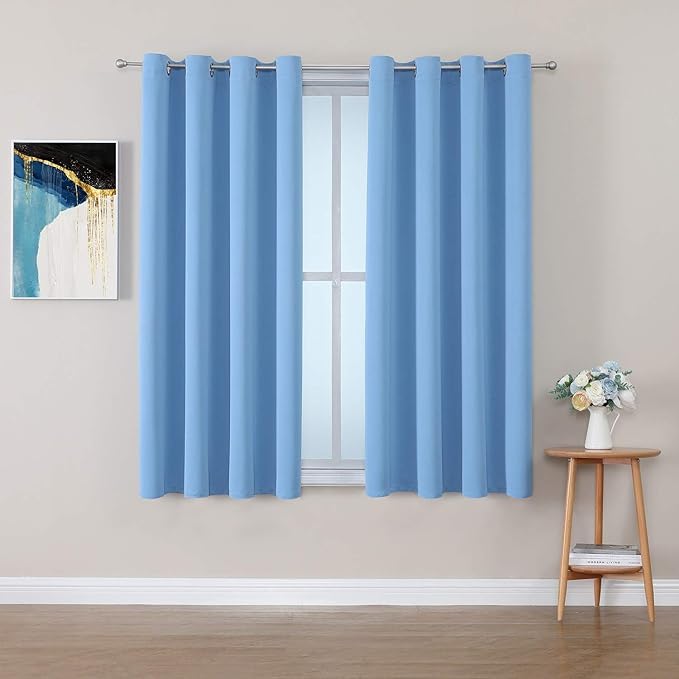 ChrisDowa Grommet Room Darkening Curtains for Bedroom and Living Room - 2 Panels Set Thermal Insulated Blackout Curtains (Sky Blue, 52W x 63L) by ChrisDowa