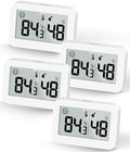 DOOMAY Mini Hygrometer Indoor Thermometer, Digital Humidity Gauge with Celsius Fahrenheit Switch Button,Humidity Meter Temperature Monitor for Babyroom Cellar Reptile Incubator Closet (4, White, 5 CM) by DOOMAY