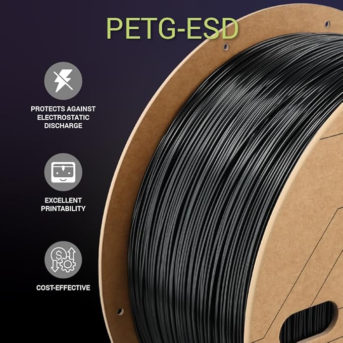 Polymaker Fiberon PETG-ESD Filament 1.75mm Black 3kg – Electrostatic Discharge Safe, Tough PETG 3D Printer Filament for Electronics Industry - Image 7