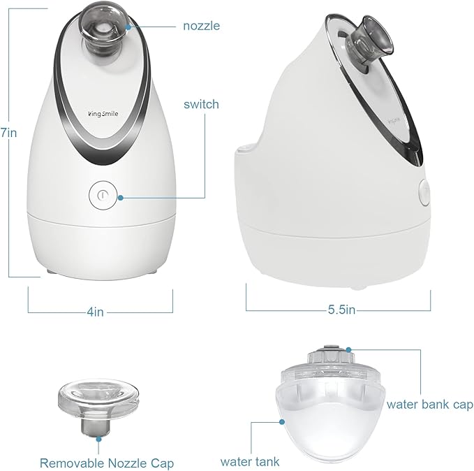 Kingsmile Facial Steamer for Face, 3 in 1 Face Steamer for Facial Deep Cleaning, Compact Nano Steamer - Aromatherapy, Adjustable Nozzle Warm Steam for Home SPA, Face Steamer for Sinuses with Hairband - Image 9