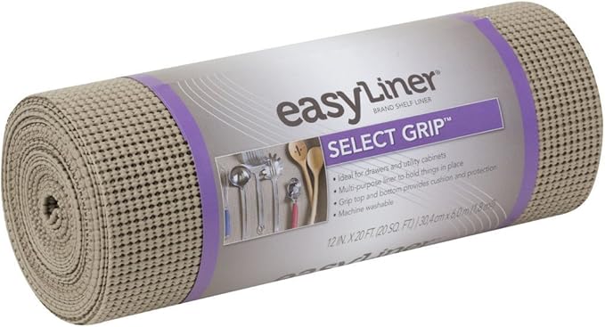 Duck Non-Adhesive Shelf Liner Select Grip EasyLiner, 12-inch x 20 Feet, Taupe by DuckBrand