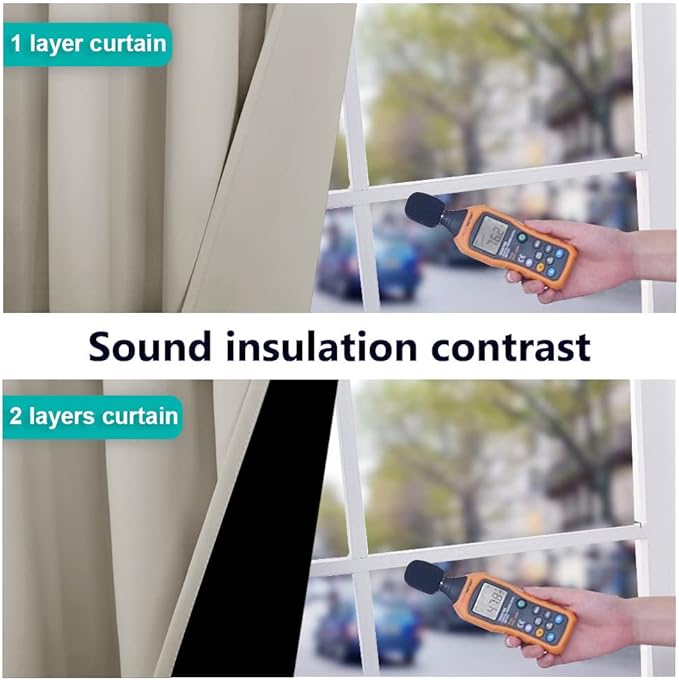 NICETOWN Natural 100% Blackout Window Curtain Panel, Cold and Full Light Blocking Drape with Black Liner for Nursery, 84 inches Drop Thermal Insulated Draperies (1 Piece, 52 inches Wide Each Panel) - Image 4