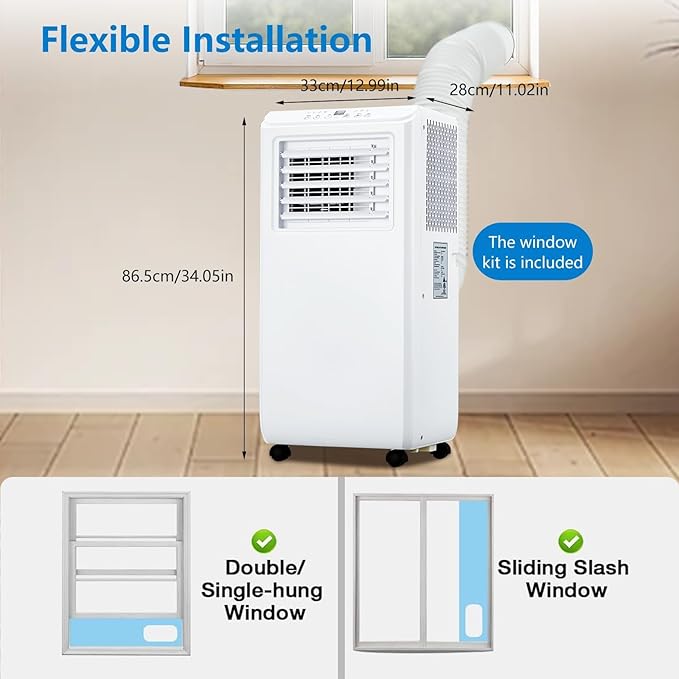 Portable Air Conditioners 10,000 BTU AC Unit for Bedroom, Drainage-Free Cooling for 450 Sq. Ft Rooms, 3-In-1 with Dehumidifier & Fan, Ultra-Quiet Portable AC Unit for Home Office Garage, White - Image 2
