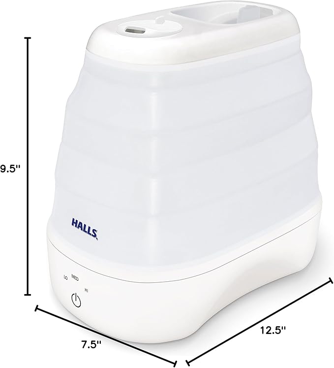 Crane x HALLS Collapsible Cool Mist Humidifier for Bedroom and Office, 1 Gallon Portable Humidifier for Travel and Easy Storage, Blue and White - Image 9