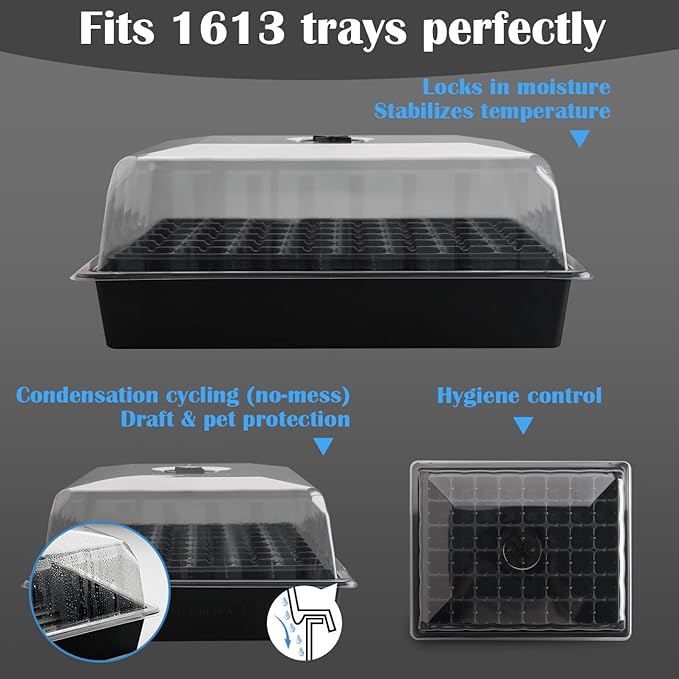 5-Pack No Drip Seed Starter Trays with 4" Humidity Dome - 240 Cells Deep Root Plug Trays, 2.76" Depth for Strong Roots Perfect for Vegetables, Herbs, Flowers & Plant Propagation, Gardening Supplies - Image 4
