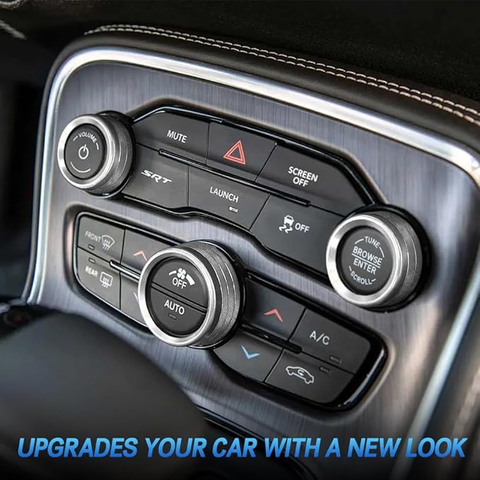 3PCS Air Conditioner Switch Button Knob Cover, Auto Accessories Climate Control Knob Covers, Aluminum Alloy Knob Ring Trim Cover Compatible with Dodge Challenger Durango 2015-2022 (Silver) - Image 3
