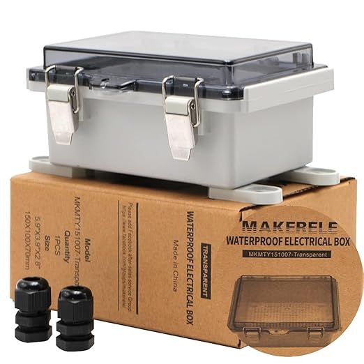 MAKERELE ABS Plastic Small Outdoor Waterproof Box Clear Hinged Shell Outdoor Universal Project Enclosure with Transparent Cover 5.9×3.9×2.8 inch(150×100×70mm) - Image 7