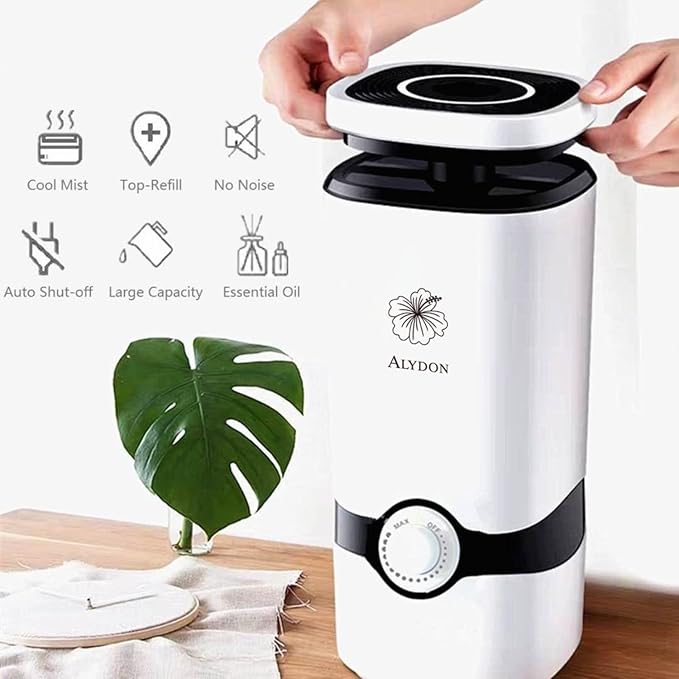 Cool Mist Humidifiers - Essential Oil Top Fill Humidifier Cool Ultrasonic Humidifier Quiet Air Diffuser for Large Room & Easy to Clean with Filter & Oil Diffuser Plant Bedroom Humidifier - Image 3