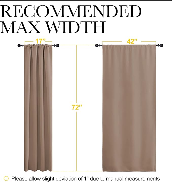 NICETOWN Kids Blackout Curtain Panels - Window Treatment Thermal Insulated Rod Pocket Blackout Drapes for Bedroom (Set of 2, 42 by 72 Inch, Cappuccino) - Image 7