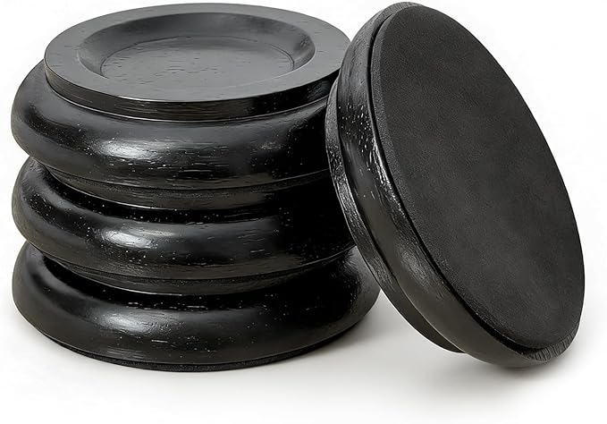 4 Pcs Solid Wood Upright Piano Caster Cups, Non-Slip & Anti-Noise for Floor Protectors Black by Unknown