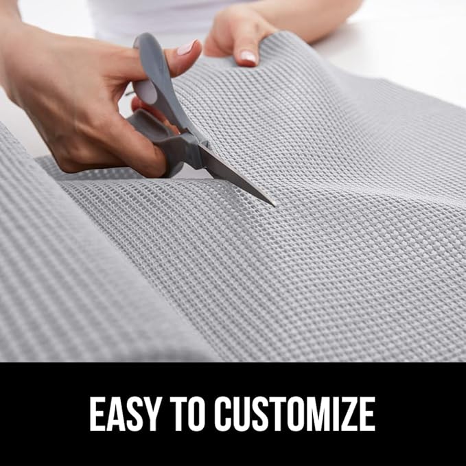 GORILLA GRIP powerGRIP Drawer Shelf and Cabinet Liner, Thick Strong Hold, Non-Adhesive Liners Protect Kitchen Cabinets and Cupboard, Bathroom Drawers, Easy Install, Breathable Mat, 12" x10' Light Gray - Image 6