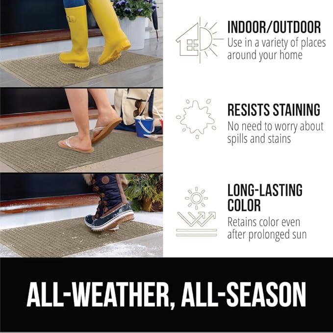 GORILLA GRIP Front Door Mat, 72x24, Indoor Outdoor Ultra Absorbent HydroAbsorb Doormat, Absorbs Up to 2.75 Cups of Water, Stain and Fade Resistant, Rubber Backing Doormats, Captures Dirt, Beige - Image 5