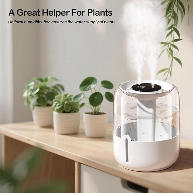 Humidifiers for Bedroom-Cold Mist Humidifier with Double Nozzle,3 Gear and Night Light,Easy to Fill & Clean,Quiet Cool Mist Air Humidifier for Plants, Office,Bedroom and Home Baby Nursery (White) - Image 6