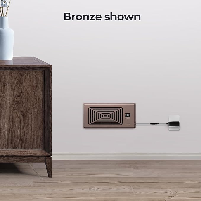 Quiet Register Booster Fan Fits 4" x 10" Register Holes, 10-Speed Smart Heating Cooling AC Vent Fan with Remote Control and Thermostat Control - Bronze - Image 7