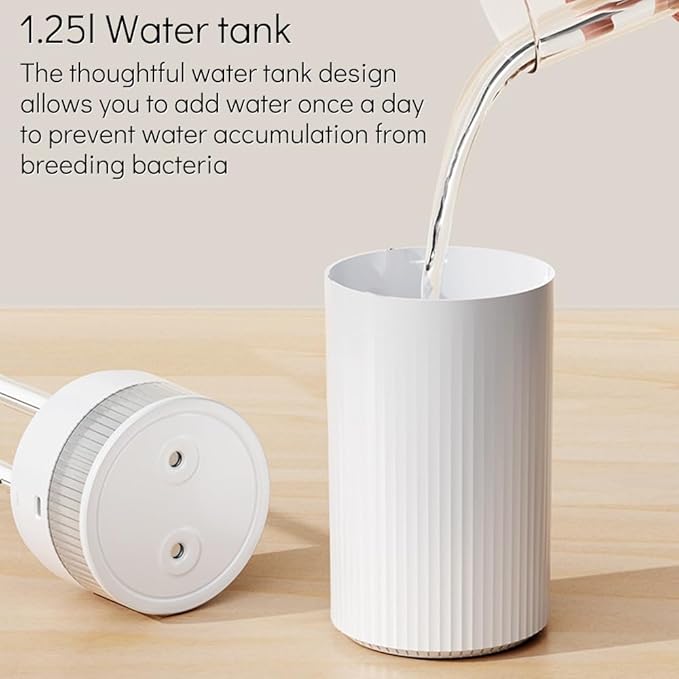 HomeBeyond Portable Mist Humidifier for Bedroom, 1.1L USB Charging and Plug-In Dual-Use, 28dB Quiet Dual Nozzle Air Humidifier for Home Baby Nursery & Plants, 8H Auto Shut-off and Warm Night Light - Image 4