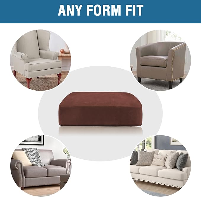 H.VERSAILTEX Velvet Stretch Couch Cushion Cover Plush Cushion Slipcover for Chair Cushion Furniture Protector Seat Cushion Sofa Cover (1 Piece Armchair Cushion Covers, Burnt Brick) - Image 7