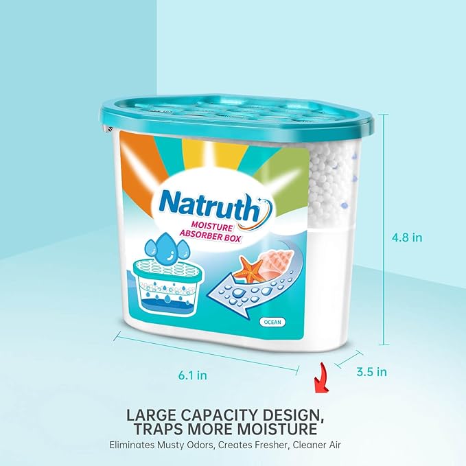 NATRUTH Moisture Absorbers 6 pack, 12.5Oz Portable Humidity Absorber Boxes for Your Bathroom, Closet & Car, Dehumidifier with Ocean Fragrance - Image 5