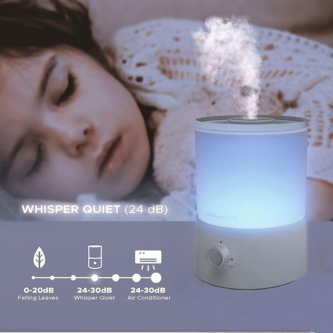 MEGAWISE 3.5L Cool Mist Humidifier with Top Refill, Large Capacity of 3.5L, Easy Safe and Convenient for Home + 7 Night light Colors - Image 6