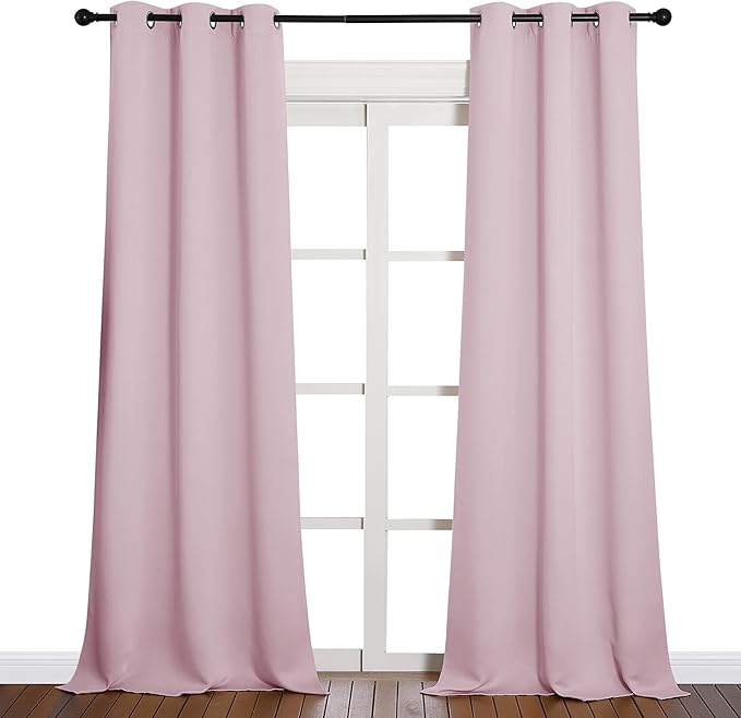 NICETOWN Room Darkening Drapes for Nursery - Light Blocking Curtain Panels for Bedroom Girl Room, Soft Fabric Window Treatment (Lavender Pink, 42 inches Width by 90 inches Length, 1 Pair) by NICETOWN