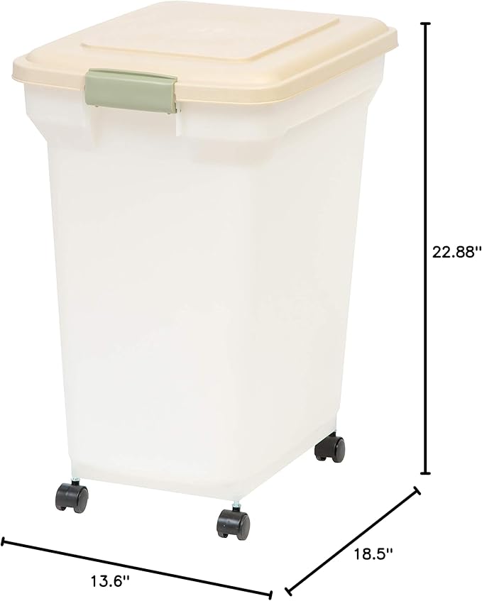 IRIS USA Airtight Dog Food Storage Container, WeatherPro, Up to 40 lbs, Removable Wheels, for Dog Cat Bird and Other Pet Food Storage Bin, Keep Fresh, Translucent Body, Made in USA, Pearl/Almond - Image 12