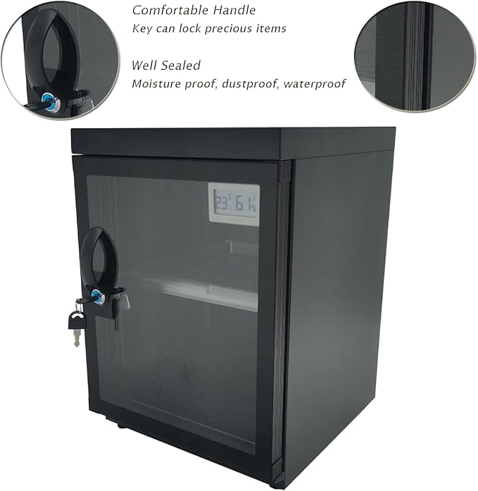 INTBUYING Camera Lens Dry Cabinet 30L Electronic Dry Cabinet for Camera Lens Storage with Lock 2 Layers Intelligent Temperature Humidity LED Screen Noiseless - Image 5
