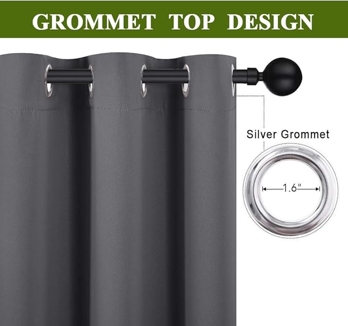 NICETOWN Sliding Door Curtains, Wide Thermal Blackout Patio Door Curtain Panel, Sliding Door Drapes/Draperies with Grommet Top (Gray, W70 x L84) - Image 3