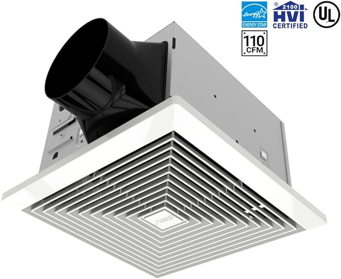 BV Bathroom Exhaust Fan 110CFM - Bathroom Fan 1.2 Sones, 4" Duct Collar, Rooms Up to 110 Sq. Ft.| Energy-Saving Ventilation Fan - No Attic Access & Ultra-Quiet | Energy Star, HVI 2100 & UL Certified - Image 2