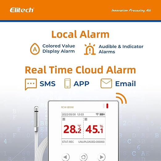 Elitech WiFi Digital Temperature Humidity Data Logger, 2.4GHz/5GHz WiFi Remote Real-Time Monitor with External Probes, Cloud Storage, App and Email Alerts, 16.4ft, RCW-800W-THE-5Pack, -40°F to 176°F - Image 3