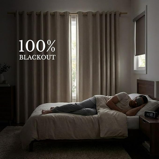 NICETOWN 100% Blackout Curtains 95 inches Length for Dining Room, 2 Panels Set, 52" Wide, Farmhouse Style Room Warming Window Draperies with Thermal Insulated Liners for Winter - Image 2