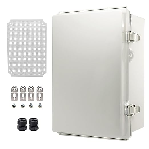 Outdoor Waterproof Electrical Box Junction Box Weatherproof IP67 ABS Plastic Enclosure Switch Router Project Box Electronics Enclosure with Mounting Plate Wall Bracket Grey 11.4"x7.5"x5.5" by YETLEBOX