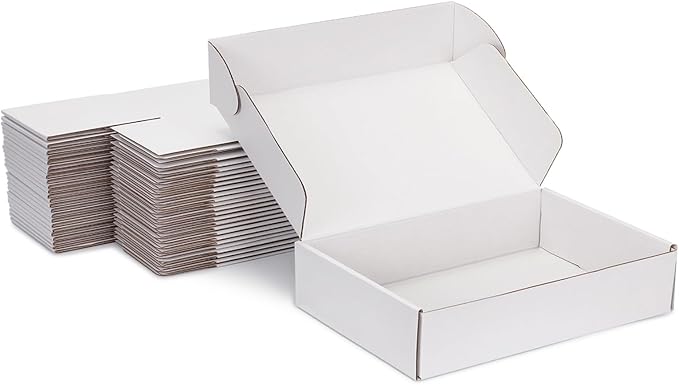 Small Shipping Boxes 12x8x2 Inch (25 Pack) - Sturdy White Corrugated Cardboard Boxes for Small Business, Ecommerce, Mailing & Packaging | Recyclable Gift & Storage Boxes by DUZCLI