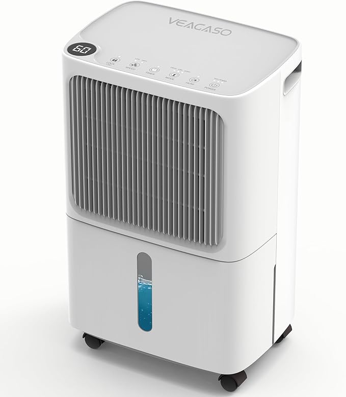 VEAGASO 2500 Sq. Ft Dehumidifier for Basement, 34 Pint Dehumidifiers For Home, Large Room, Auto Drain or Manual Drainage, Digital Control Panel, Auto Defrost, 24H Timer by VEAGASO