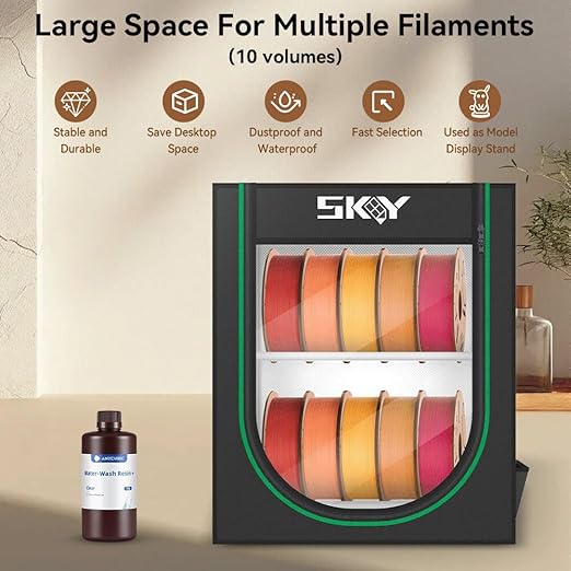 3D Printer Storage Box, Storage Rack for 3D Printing Filaments,Dustproof and Waterproof Enclosure Box for Storage and Easy to Store 10 roll Pack - Image 2