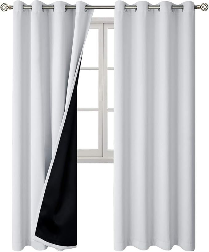 BGment Greyish White 100% Blackout Curtains for Living Room 72 Inch Length 2 Panels, Thermal Insulated Full Light Blocking Energy Save Window Drapes for Nursery Bedroom Darkening, 52 Inch Wide Each - Image 8