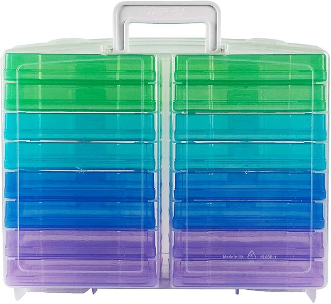 novelinks Transparent 4" x 6" Photo Organizers and Photo Storage Box with Handle, 16 Inner Photo Cases, Portable Picture Organizers & Photo Storage Containers (Cool-Colored) - Image 5