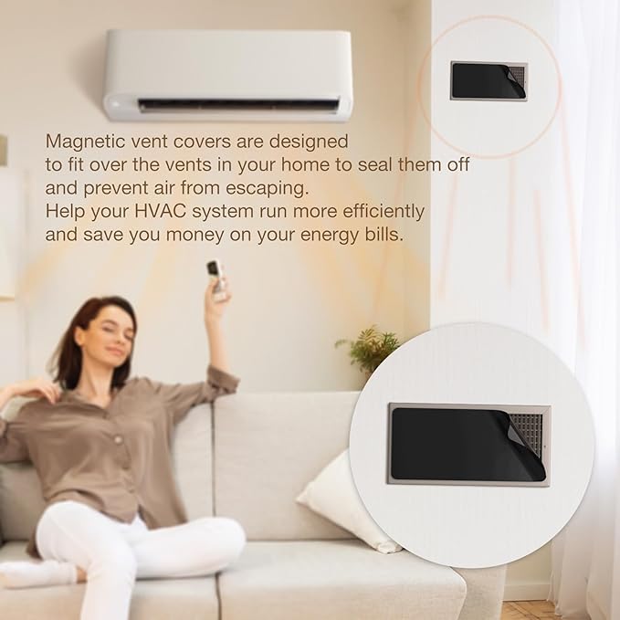 HOXHA Strong Magnetic Vent Covers, 5.5” × 12” Vent Cover Magnetic, Home and RV Vent Magnet Cover for Air Vents Wall Ceiling Floor, 2 Pack Black - Image 5