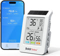 WiFi Temperature Humidity Sensor with Freezing Alert - BaldrTherm Solar Powered Remote Monitor, 3.9" Big Screen, Smart App Alerts for Greenhouse, Pipe Protection, Cellar & Baby Room by BaldrTherm
