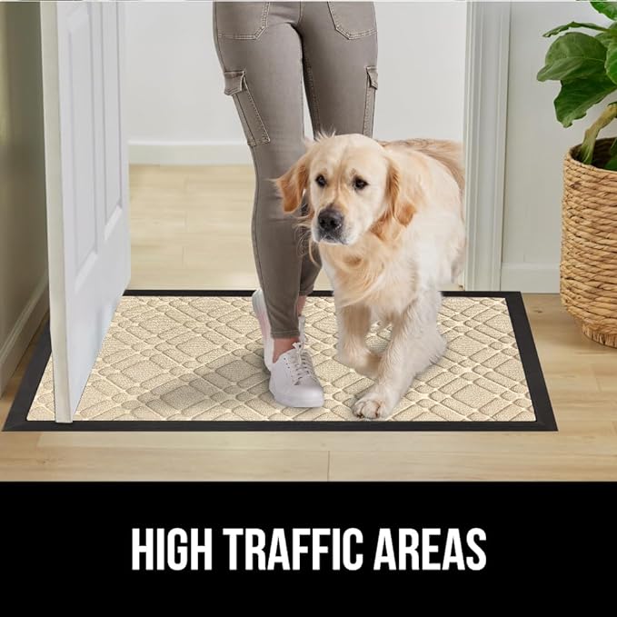 GORILLA GRIP 100% Waterproof All-Season WeatherMax Doormat, 72x24, US Designed Natural Rubber, Stain and Fade Resistant, Low Profile Indoor Outdoor Door Mats, Easy Clean Patio Mat, Modern Latte - Image 6