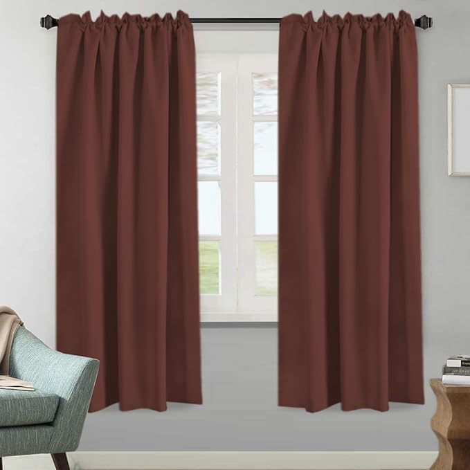 H.VERSAILTEX Blackout Curtains Thermal Insulated Window Treatment Panels Room Darkening Blackout Drapes for Living Room Back Tab/Rod Pocket Bedroom Draperies (2 Panels, Rust, 52 x 72 Inch) - Image 2