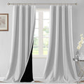 H.VERSAILTEX 100% Blackout Curtains for Bedroom Thermal Insulated Blackout Curtains 96 Inches Long Rod Pocket/Clip Rings Curtains for Living Room with Black Liner 2 Panels, Greyish White by HVERSAILTEX