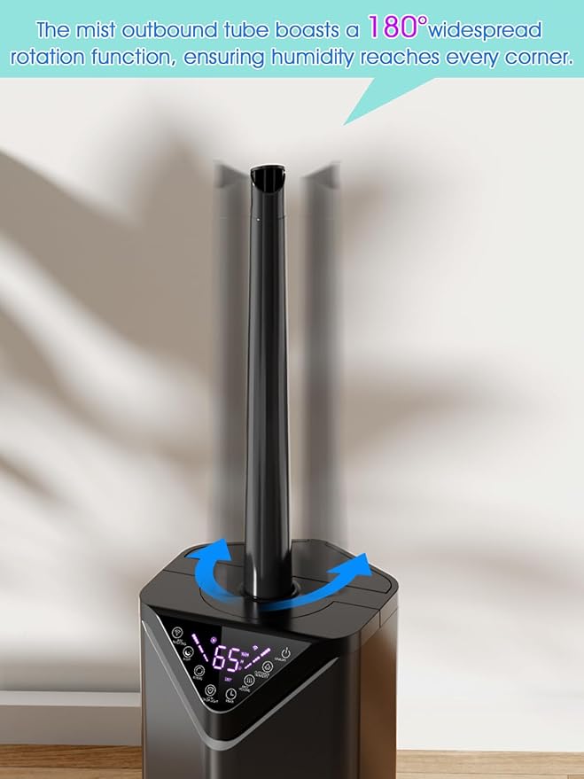 5Gal Humidifiers for Bedroom Large Room 2800 sq ft, 19L Quiet Humidifiers for Large Room, Floor Humidifier with 6 Mist Mode & Auto 180°Mist Tube for Home Whole House School Office Commercial Plants - Image 3