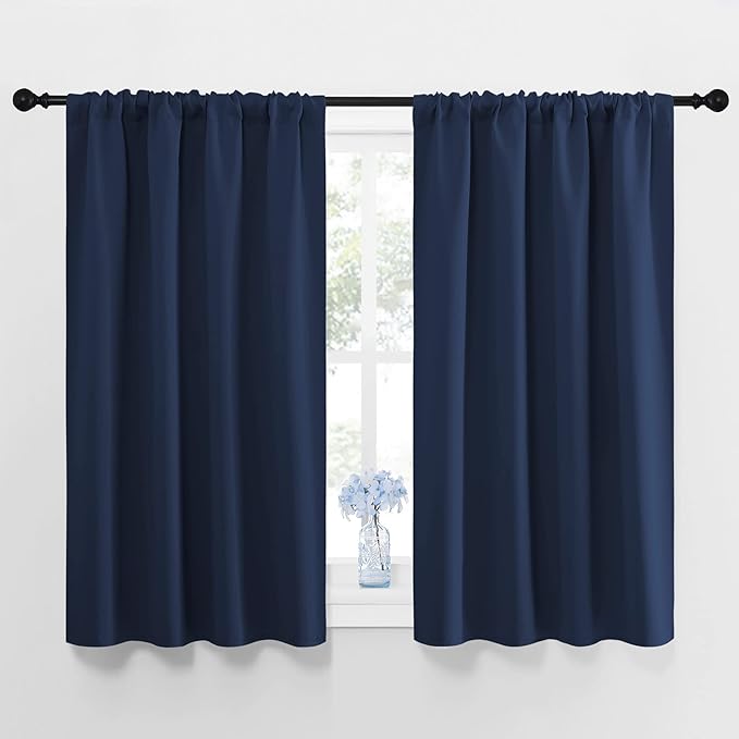 NICETOWN Curtains Blackout Draperies - Home Fashion Thermal Insulated Solid Drape Panels for Kid's Room, Privacy Window Dressing (Navy, 1 Pair, 42 inches x 48-Inch) by NICETOWN
