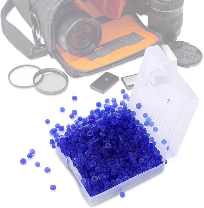 Reusable Silicone Desiccant, Blue Indicating Gel Desiccant Beads Compact Lightweight Moisture Beads Moistureproof Dehumidifier for Camera Car Closet Cabinet Bag Storage Box by Taidda