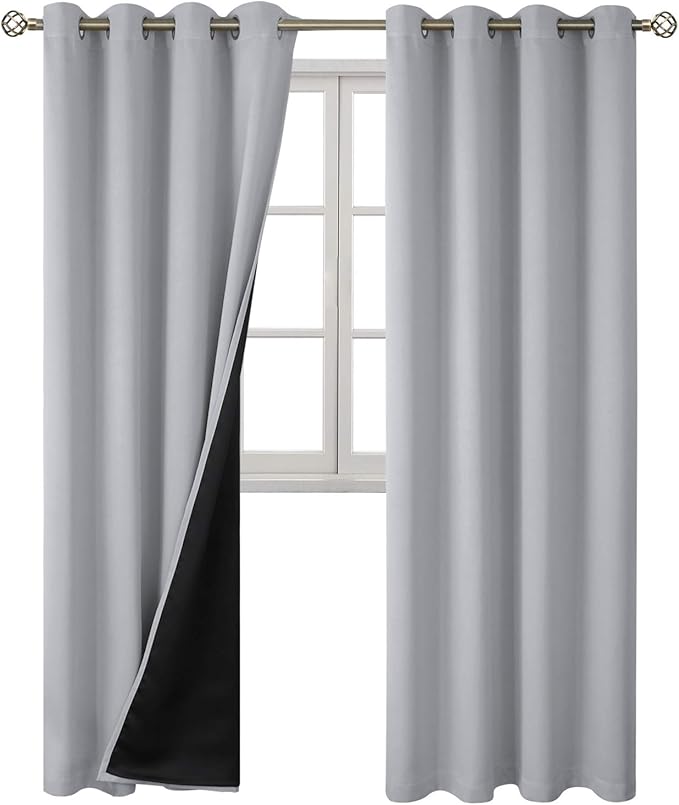 BGment Light Grey Blackout Curtains 95 Inches Long 2 Panels Set for Living Room, Thermal Insulated 100% Light Blocking Curtains & Drapes, Grommet Soundproof Curtains for Bedroom Window, Each 52 Wide - Image 8