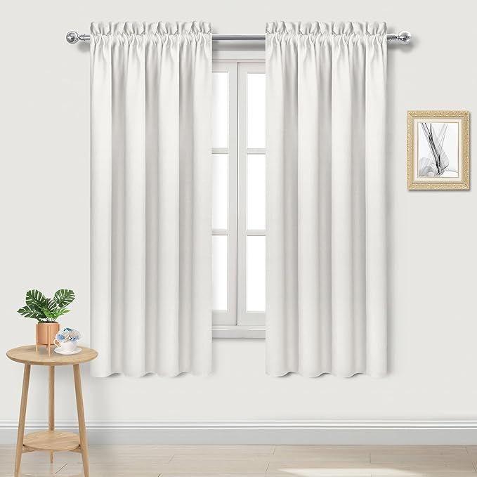 DWCN Blackout Curtains Thermal Insulated, Energy Saving & Noise Reducing Bedroom and Living Room Curtains, Ivory, W 42x L 72 Inch, Set of 2 Rod Pocket Curtain Panels by DWCN