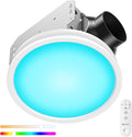 Bathroom Exhaust Fan with RGB Lights, 110CFM/1.0 Sones Vent Fan with 3 Color Temperatures, 5 Adjustable Brightness, Easy to Install, Remote Control, Quiet Ventilation Fan for Bath, Shower, Attic by Unknown