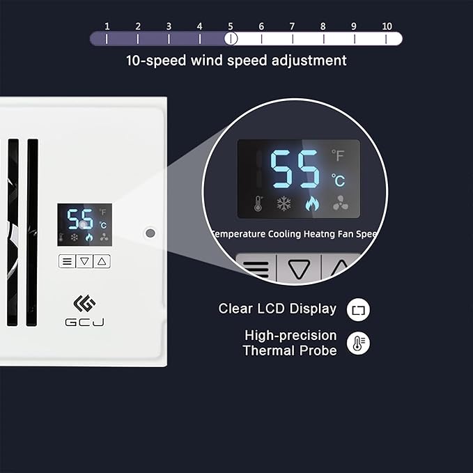 GCJ Register Booster Fan,Fits Wall and Floor 4” x 10” Register Holes,Vent Fan with Remote Control and Adjustable 10-Speed including Powered Vent,White. ﻿ - Image 2