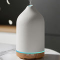 URPOWER 120ML Ceramic Essential Oil Diffuser Ultrasonic Aromatherapy Diffuser with Wood Grain Base, 7-Color LED Lights Auto Shut-Off, Humidifier for Home & Office, Air Diffuser for Relaxation by URPOWER