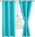 Hiasan Blackout Curtains for Bedroom, 38 x 63 Inches Length - Thermal Insulated & Light Blocking Window Curtains for Living Room, 2 Drape Panels Sewn with Tiebacks, Turquoise by Hiasan